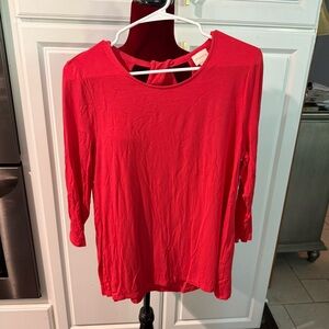 Chico's Red 3/4 Sleeve Tie Front Blouse